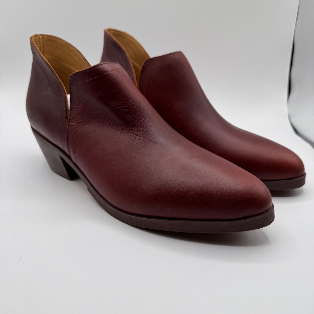 Nisolo Mia Auburn Red Leather Ankle Boot Block Heel Women's 9.5 New‎ in Box Peru